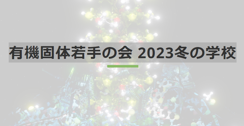 有機固体若手の会 2023冬の学校（11月24-25日開催）